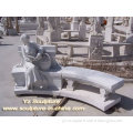 White Marble Garden Bench with Statue (SBC-C093)